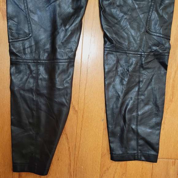 Zara Vegan Leather Draw String Joggers - Picture 6 of 7